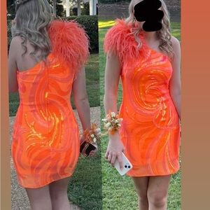 Vibrant Orange One-Shoulder Dress